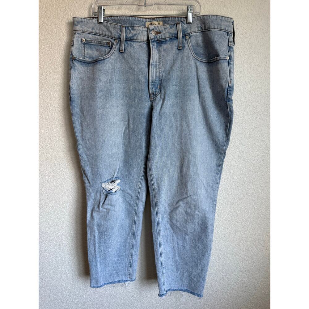 Madewell Women Jean 18W Blue Perfect Vintage Crop Rips Frayed